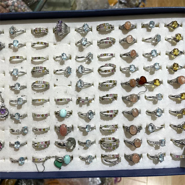 New Arrivals Jewelry Crystals Healing Gemstone Natur Mixed Shaped Quartz Crystal Rings for Gift