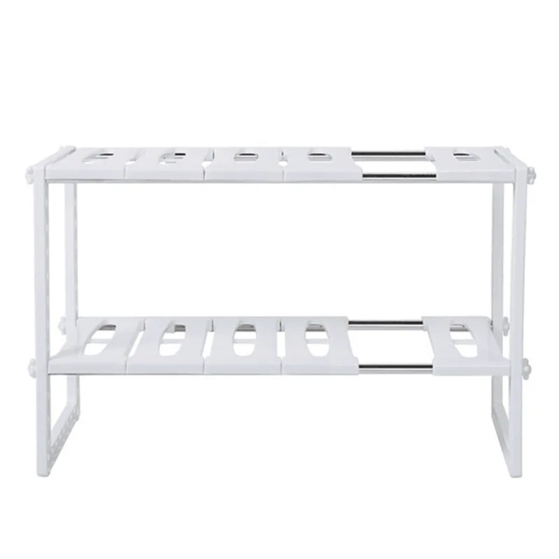 2-Tier Kitchen Shelves Arbitrarily Retractable Stainless Steel Multi-layer Storage Rack Multi-function Pot Rack Sink Rack