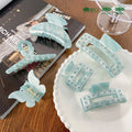 BSCI Factory YHJ Women's Hair Accessories Sky Blue Design Butterfly Square Diamond Acetate Claw Clips Hair Clips Hair Claw