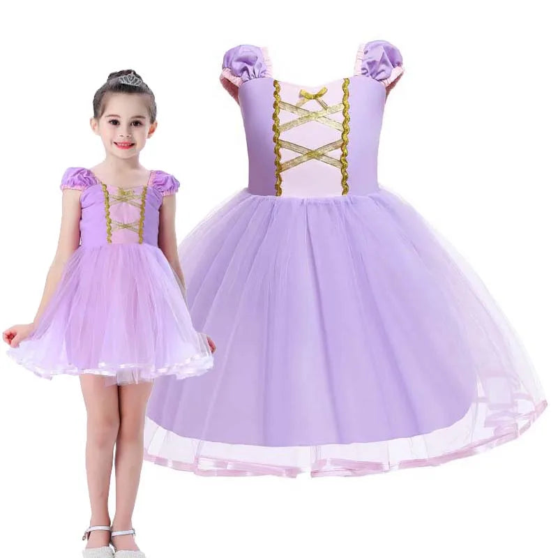 2023 Cheap Toddler Kids Birthday Party Fancy Purple Princess Dress GPHC-005