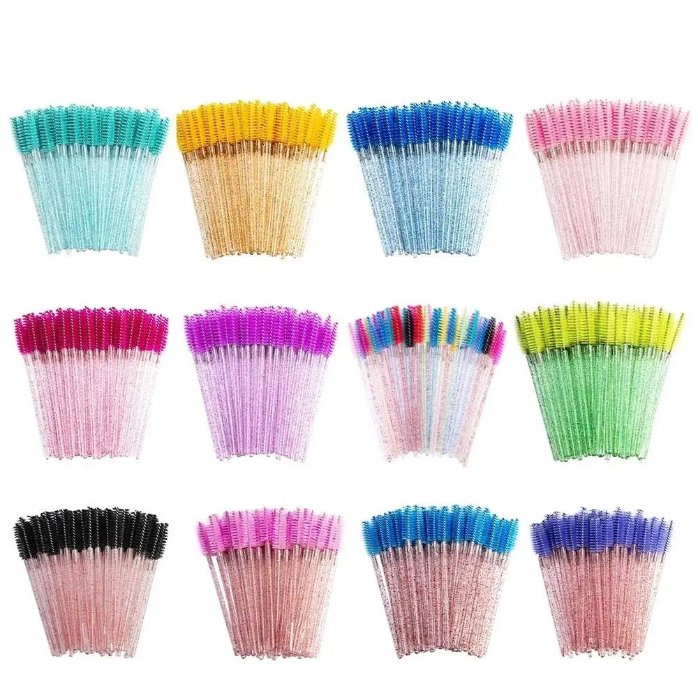 50pcs/bag Disposable Mascara Makeup Brush Nylon Hair Mascara Wand Spoolies Disposable Eyelash Extension Tool Mascara Brush