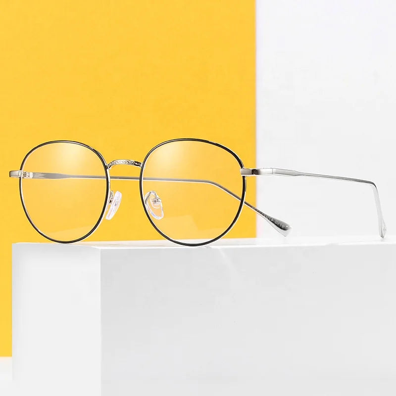 Factory Wholesale Customized Logo Computer Glasses Round Metal Anti Blue Light Eyeglasses/
