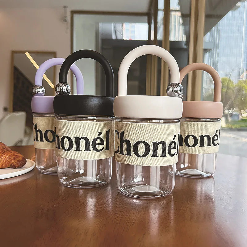 High-value 450ml Umbrella Handle Plastic Milk Tea Coffee Bottle with Cup Holder