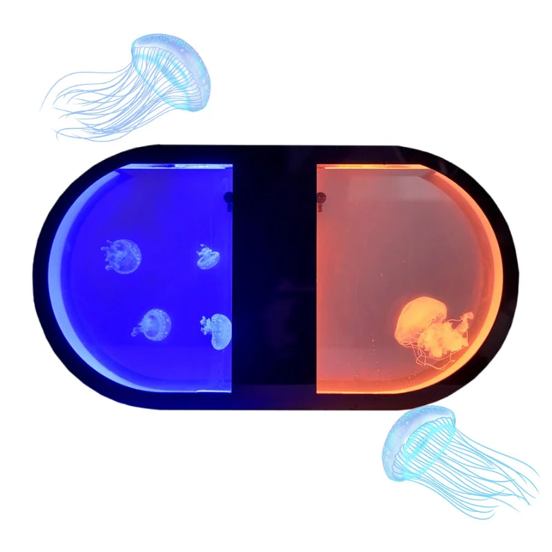 Small LED Acrylic Aquarium for Living Room Ornaments Jellyfish Tank with Plastic Fish Ornamental Jellyfish Tank Aquarium