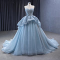 Rsm231064 2023 Evening Gowns Sexy Ball Gown Blue Lace Party Wear Luxury Prom Dress