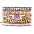 2026 Vintage Amethyst & Turquoise Center Gem Statement Bracelet Black Gun Plated Geometric Christian Wrap Jewelry for Couples