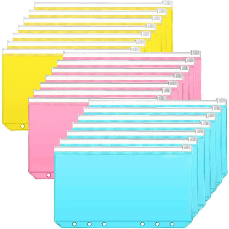 Wholesale Custom Notebook 6 Rings File Folder A6 Envelope File Multicolor Pvc Bag File Folder Waterproof Zipbag Budget Binder