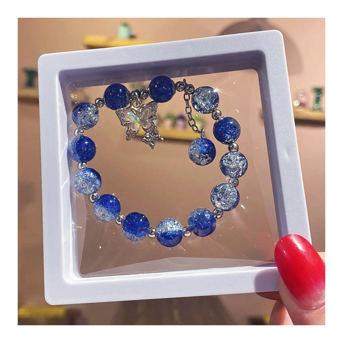 Handmade Sweet Cool Gradual Bracelet Butterfly Charms Crystal Beads Bracelet Jewelry for Women