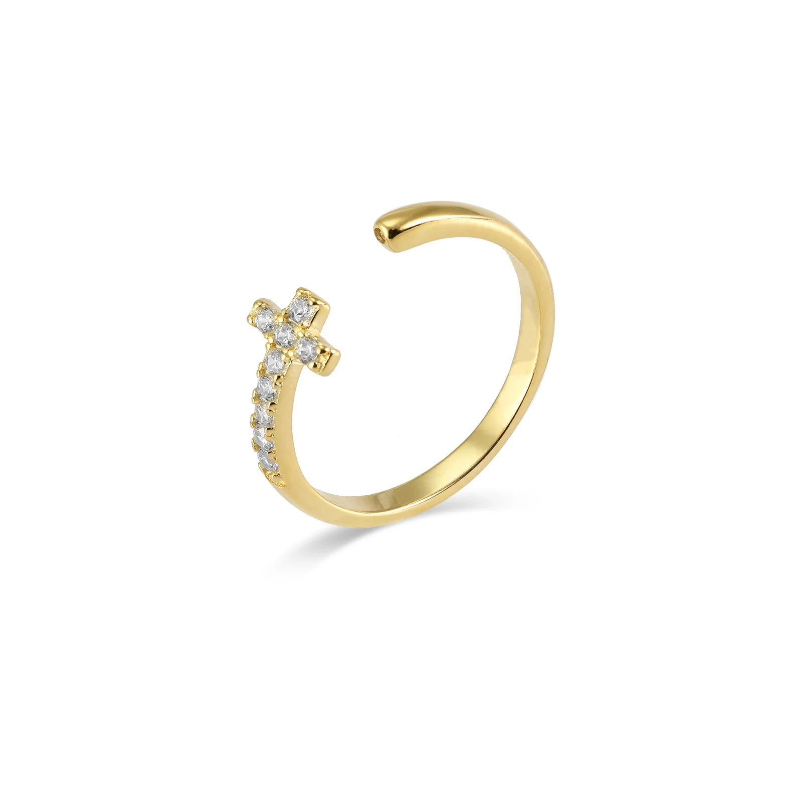 925 Sterling Silver Ring Vintage Fine Jewelry Cross Rings Wholesale Custom Gold Plated CZ Adjustable Rings for Women