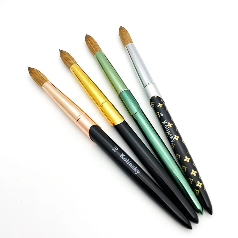 Custom Logo - Black Wood Handle Pure Kolinsky Acrylic Nail Brush for Manicure Powder
