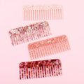 MiDairy 4mm Thickness pink Tortoiseshell Acetate  Wide Tooth Hair Comb Set with Private Label Custom logo