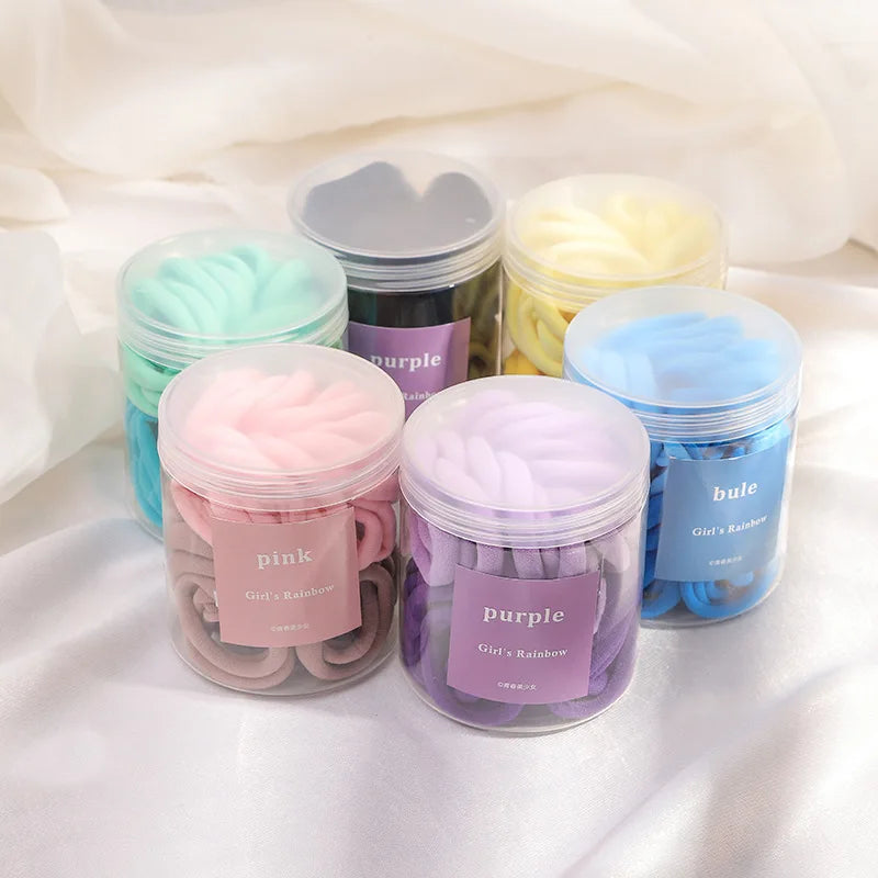 Wholesale Kids Candy Color 50 Canned Elastic Nylon High Elasticity Ponytail Hair Ring Rope