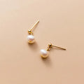 Custom 925 Sterling Silver Freshwater Baroque Pearl Pendant Earrings Mini Stud Chic Earrings for Teens Wedding Anniversary Gift