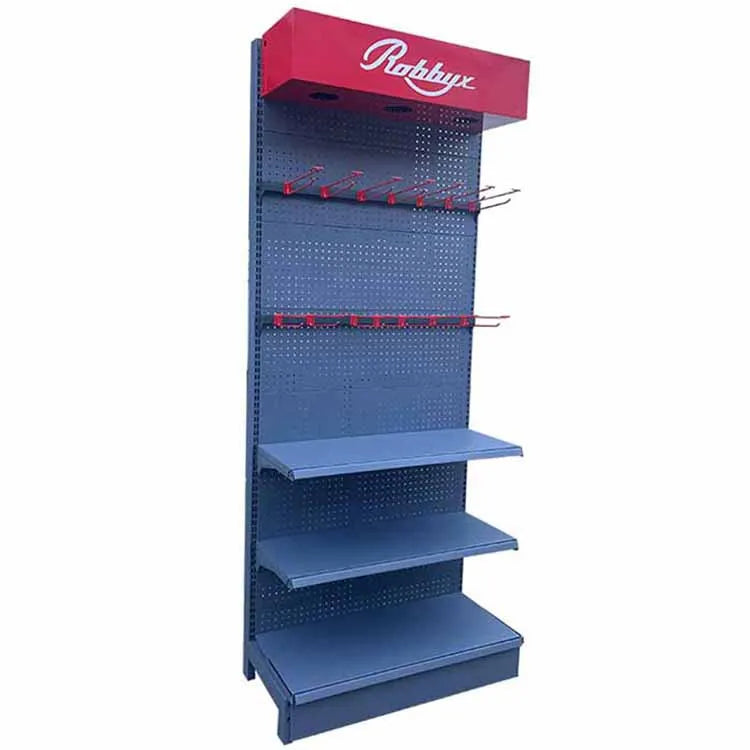 Heavy Duty Blue Gondola Rack Custom Size Single-Sided Supermarket Display Shelving for Retail Store Direct From Factory