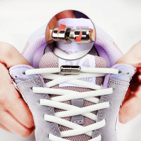 2024 New No Tie round Elastic Nylon Sneakers Shoelaces Quick Lazy Sports Buckle with Metal Capsule