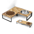Superior Quality Double Bowl Cat Feeder Made China Bamboo Protection Automatic Feature for Cervical Vertebra Pets Wooden Frame