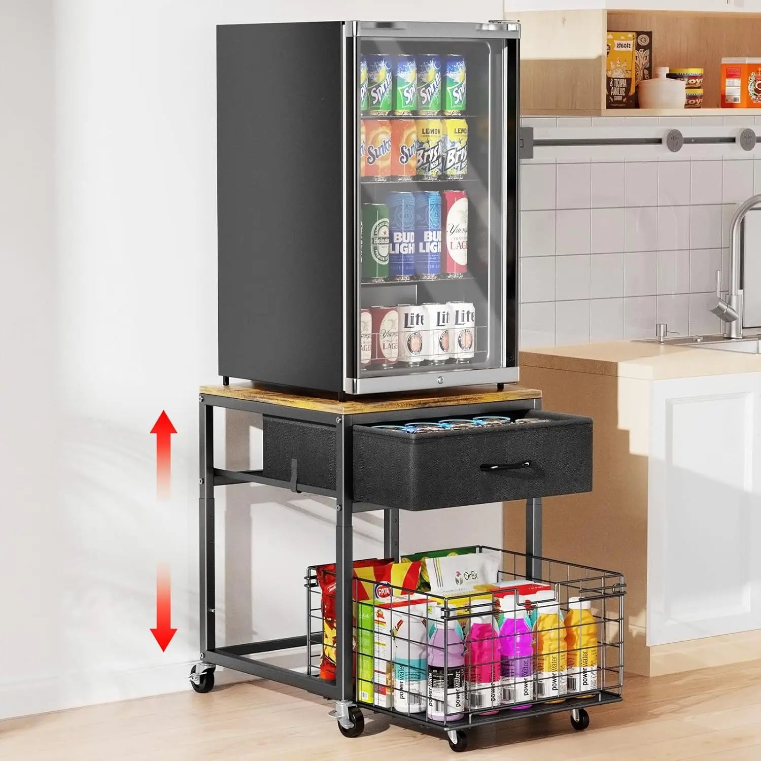 Wholesale Height-Adjustable Mini Beverage Fridge Table Mini Fridge Stand for Kitchen Home
