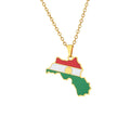 BINSHUO Kurdistan Necklace Stainless Steel Jewelry 18K Gold Plated Drop Oil Kurdistan Map Flag Pendant Necklace for Men Women