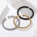 Simple Gold Black Stainless Steel Titanium Wire Open Bracelet for Men Fashion Bangle