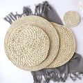 Homeplus 2024 Classic Style New Hand-Woven Natural Corn Fur Tea Cup Mat Heat Resistant Strawmat Tableware Thick Placemats