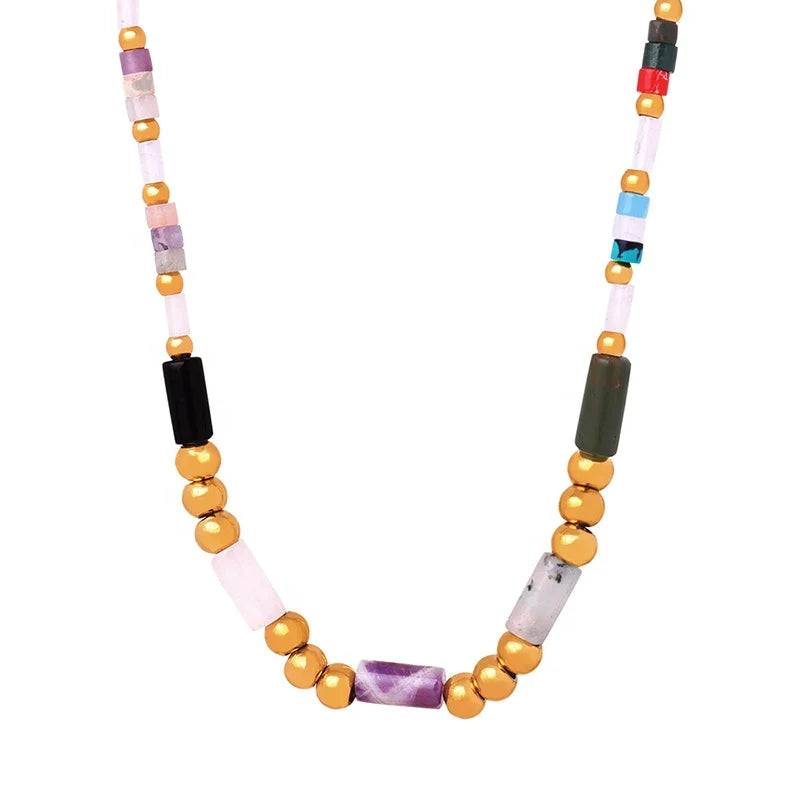 Newest Product Fashion Trend Beads Stainless Steel 18K Plated Jewelry Necklace for Women