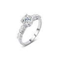YBO Stylish 925 Sterling Silver Wedding Engagement Rings Hollow Out Heart VVS Moissanite Diamond for Girls for Parties