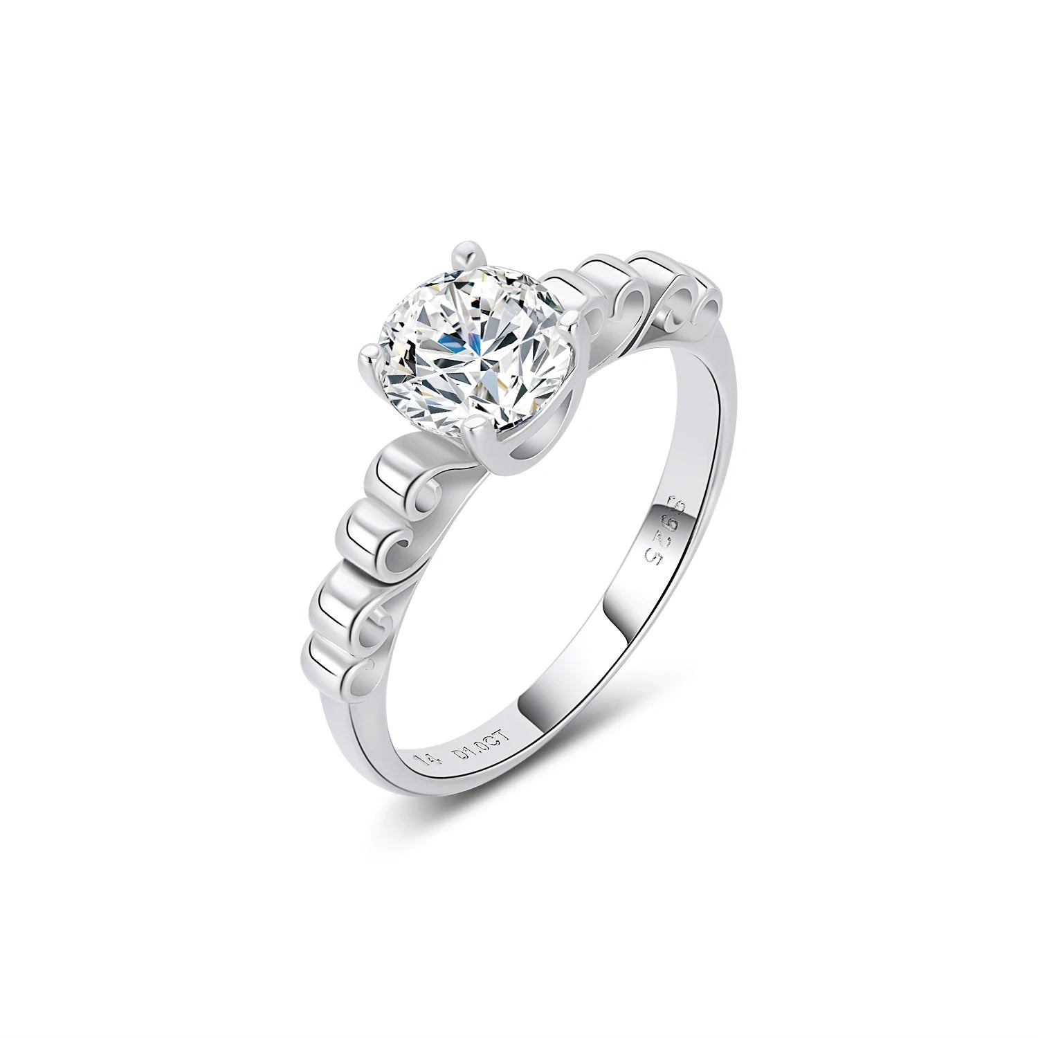 YBO Stylish 925 Sterling Silver Wedding Engagement Rings Hollow Out Heart VVS Moissanite Diamond for Girls for Parties