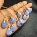 Initial 925 Sterling Silver 18K Gold Plated Fashion Gemstone Natural Blue Lace Agate Hand Wound Pendant Necklace