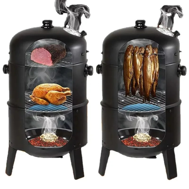 3 in 1 Outdoor Smokeless Large Charcoal Grill Smoker Barbecue Grill  Barrel Vertical Charcoal BBQ Grill for Party Barbecue