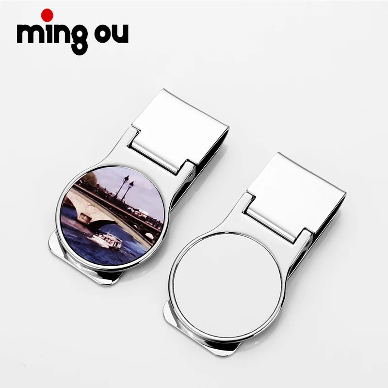 New Modern Cash Holder Organizer Men Women Promotional Sublimation Metal Blank Cash Clip