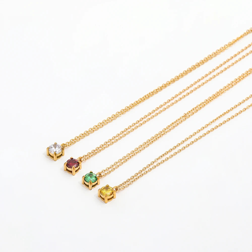 Fenny 18K Gold Plated Non Tarnish Colorful Dainty Elegant Pendant Necklace for Women Stainless Steel Jewelry Wholesale
