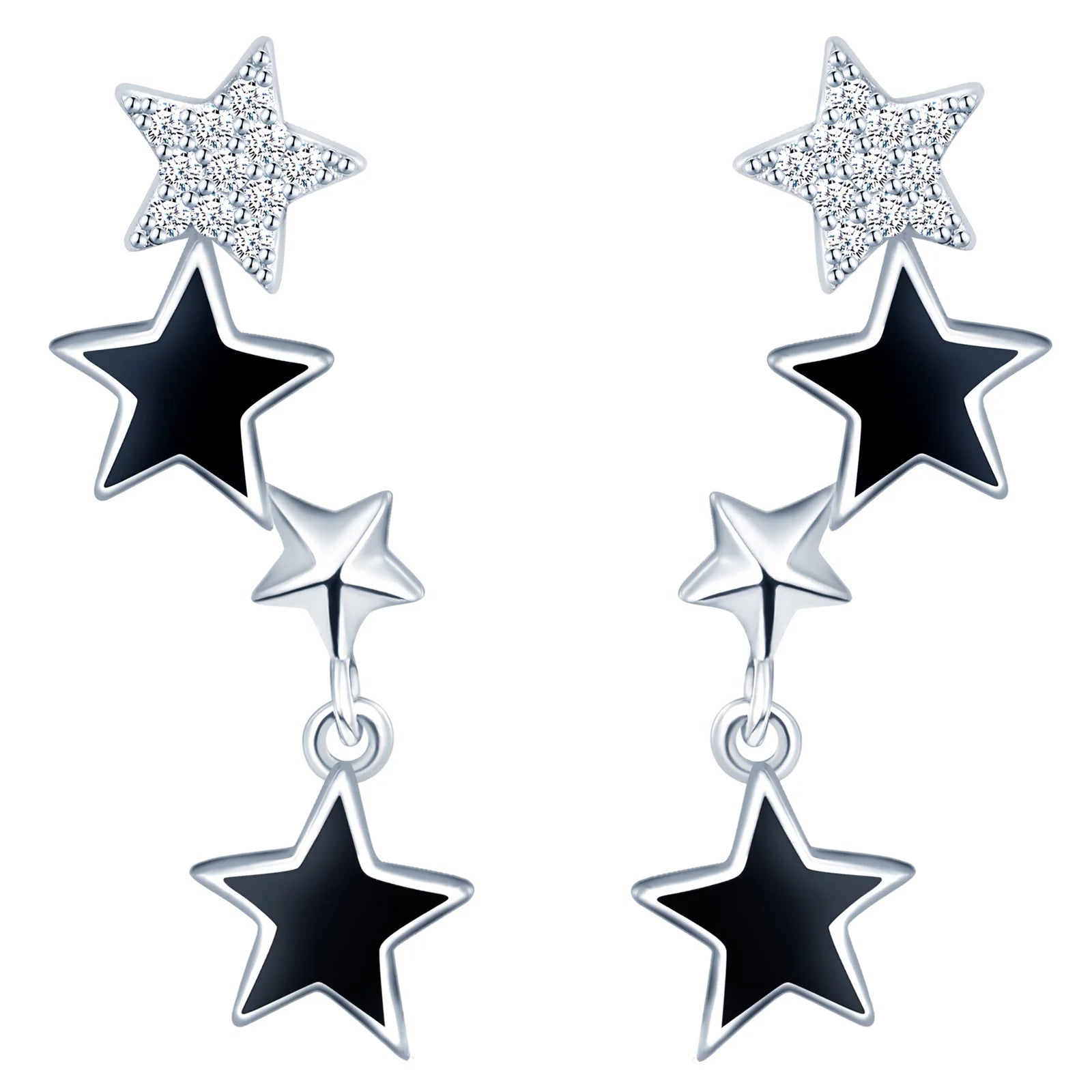 Bulk Sterling Silver Stud Cute Earrings for Girls S925 Silver Cluster Stud Linked Star Earrings
