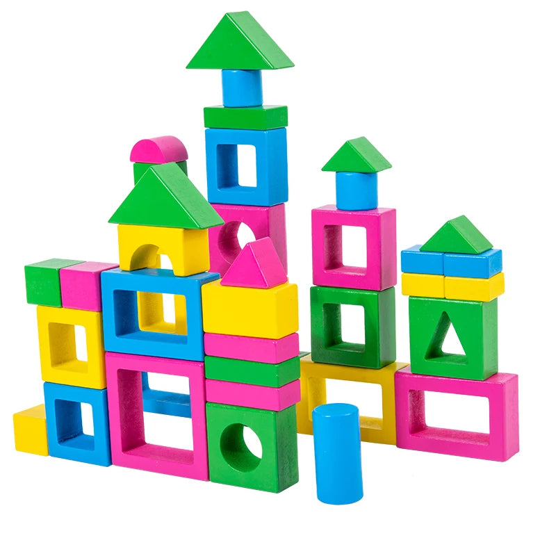 Hot Sell Geometric Shape Matching Combination Building Blocks Preschool Early Education Enlightenment Wooden Toys Kids Wholesale