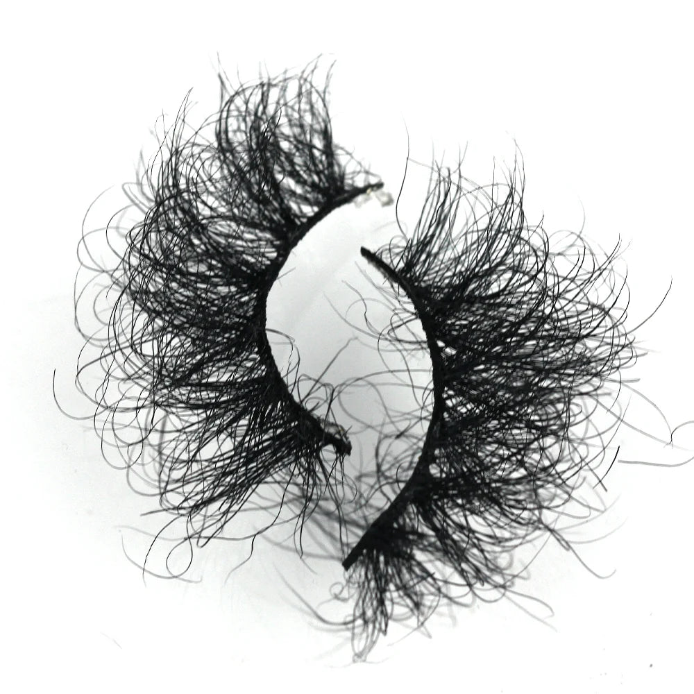 F260 2021 Mink Strip Eyelashes 3D Mink Lash Vendor Natural Real Fluffy Curl 25mm Fluffy Mink Eyelashes