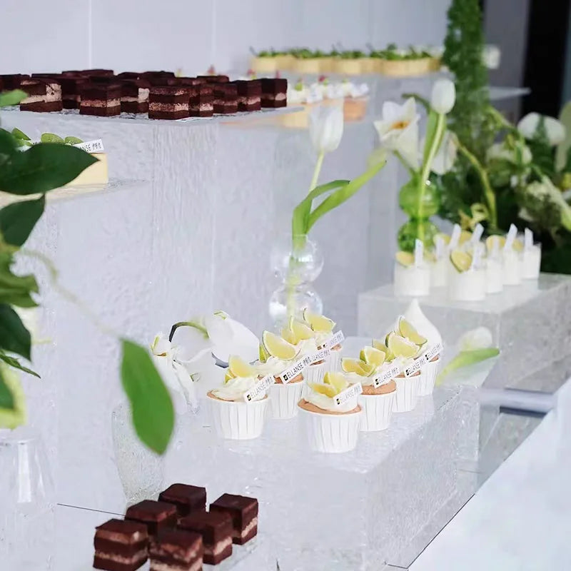Wholesale Acrylic Food Display Risers Set Wedding Catering Stand for Food Display