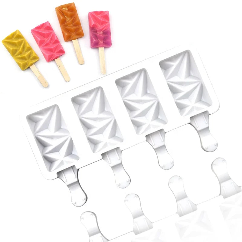 1006 Hole Small Size Ellipse Diamond Shape Ice Cream Popsicle Molds Food Grade Ice Cream Mold Silicone Ice Cube Tray Hand Make