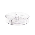 Lazy Susan Clear PET Round Plastic Food Storage Containers Bins 5 Dividers Rotating Organization for Kitchen Pantry Fridge