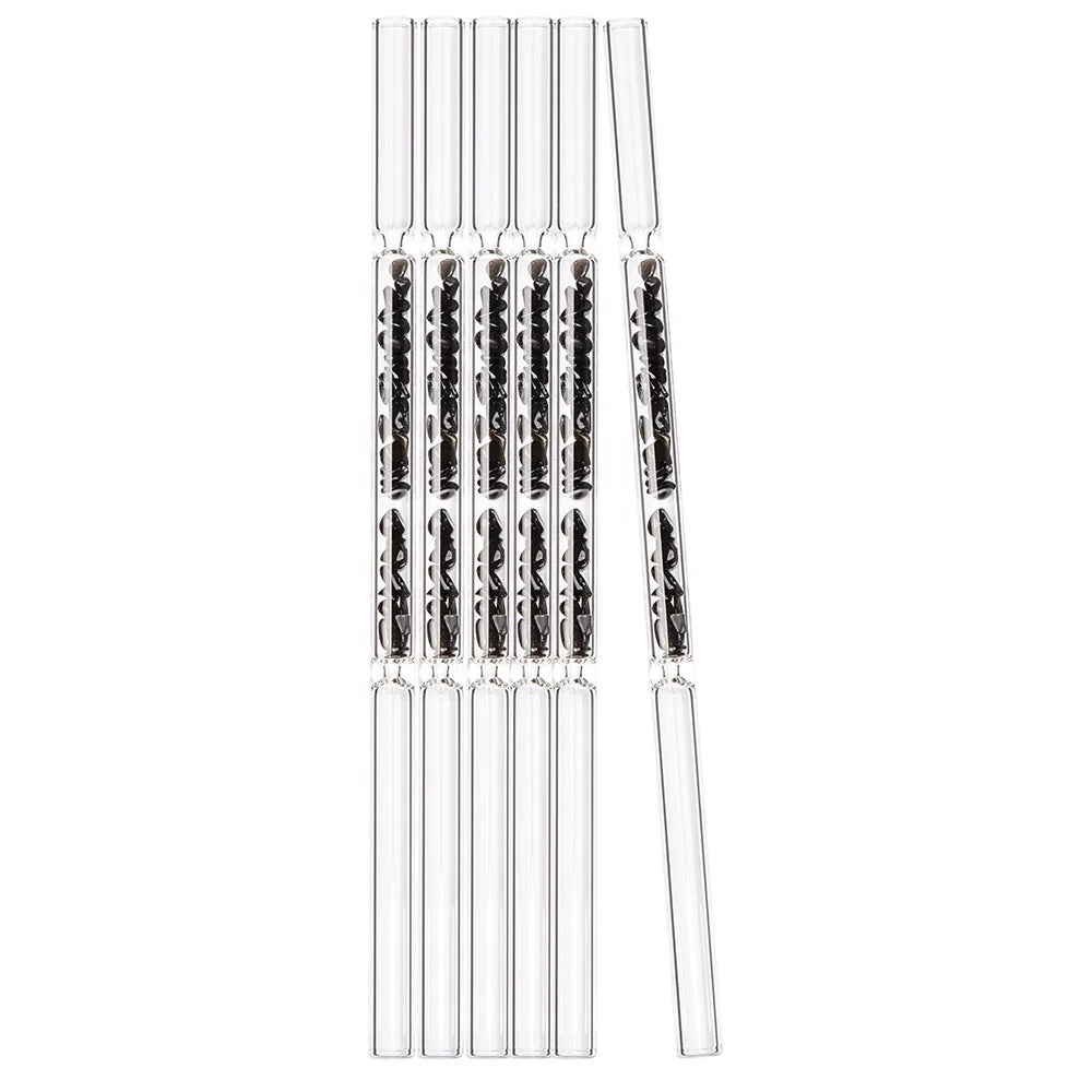 Transparent Glass Straw With Custom BoxReusable Crystal Black Obsidian Glass StrawsSippers Eco Friendly Glass Straw Set