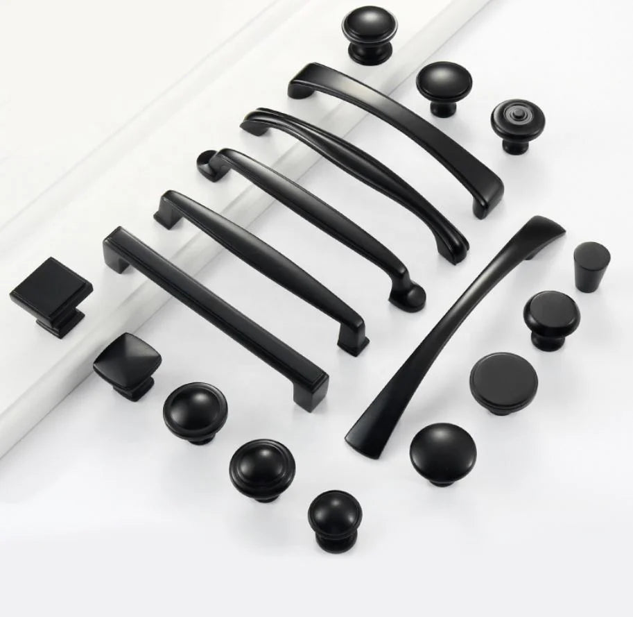 Hot Sale Wardrobe Cupboard Closet Cabinet Brass Kitchen Handles Black Pull Knobs