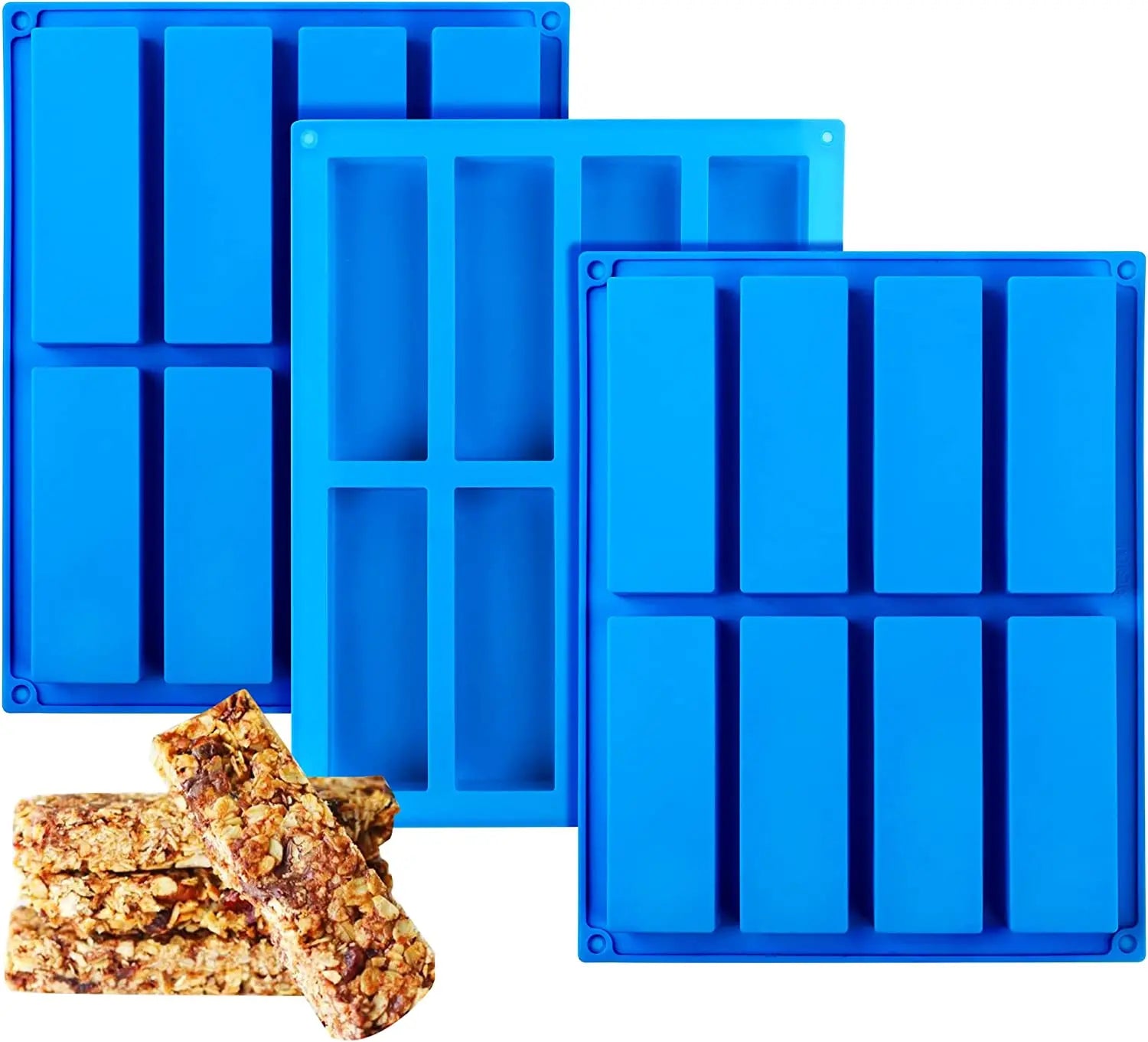 100% Food Grade Silicone Mold Factory Custom 8-Cavity Rectangle Mold for Granola & Energy Bar Baking Cake Tools