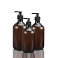 300ml Plastic Amber Shampoo Bottles with Black Pump