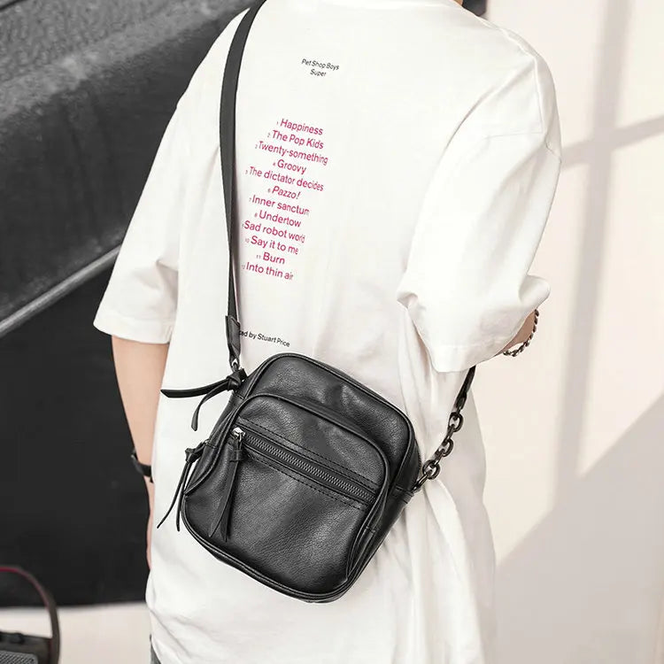Small No Logo Mobile Phone Pu Leather Sport Side Chest Sling Crossbody Luggage Travel Shoulder Messenger Bag for Men Women