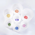 Chakra Singing Bowl Set with Quartz Crystals and Stones White Polished Sound Healing Tools for Fengshui and Home Decoration