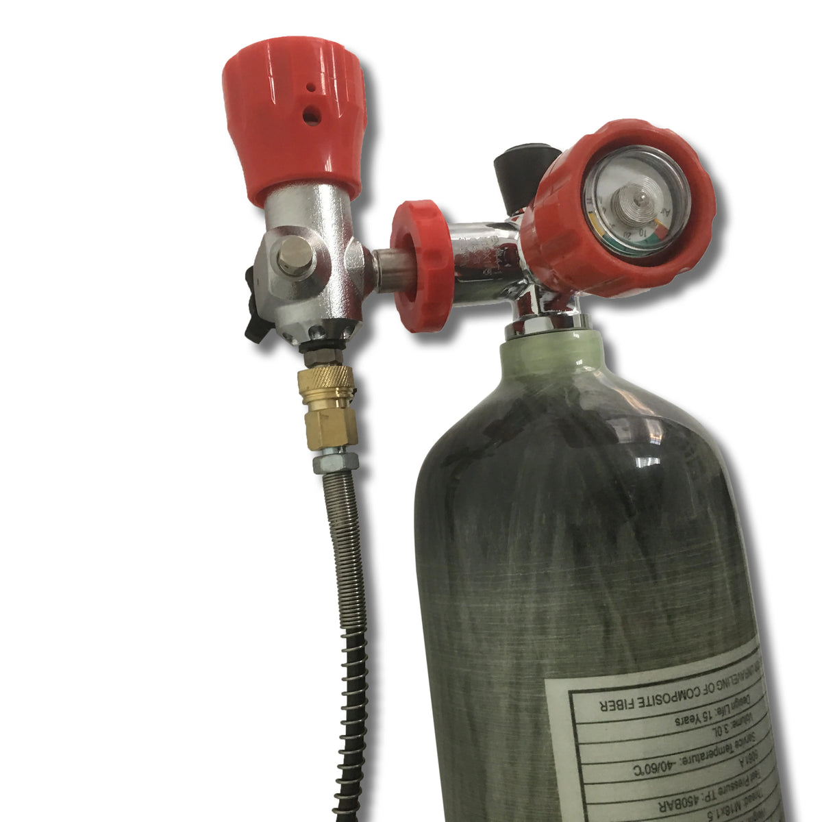 Acecare 3L CE 4500pci Carbon Fiber Cylinder With Red Valve and Filling Station for Paintball