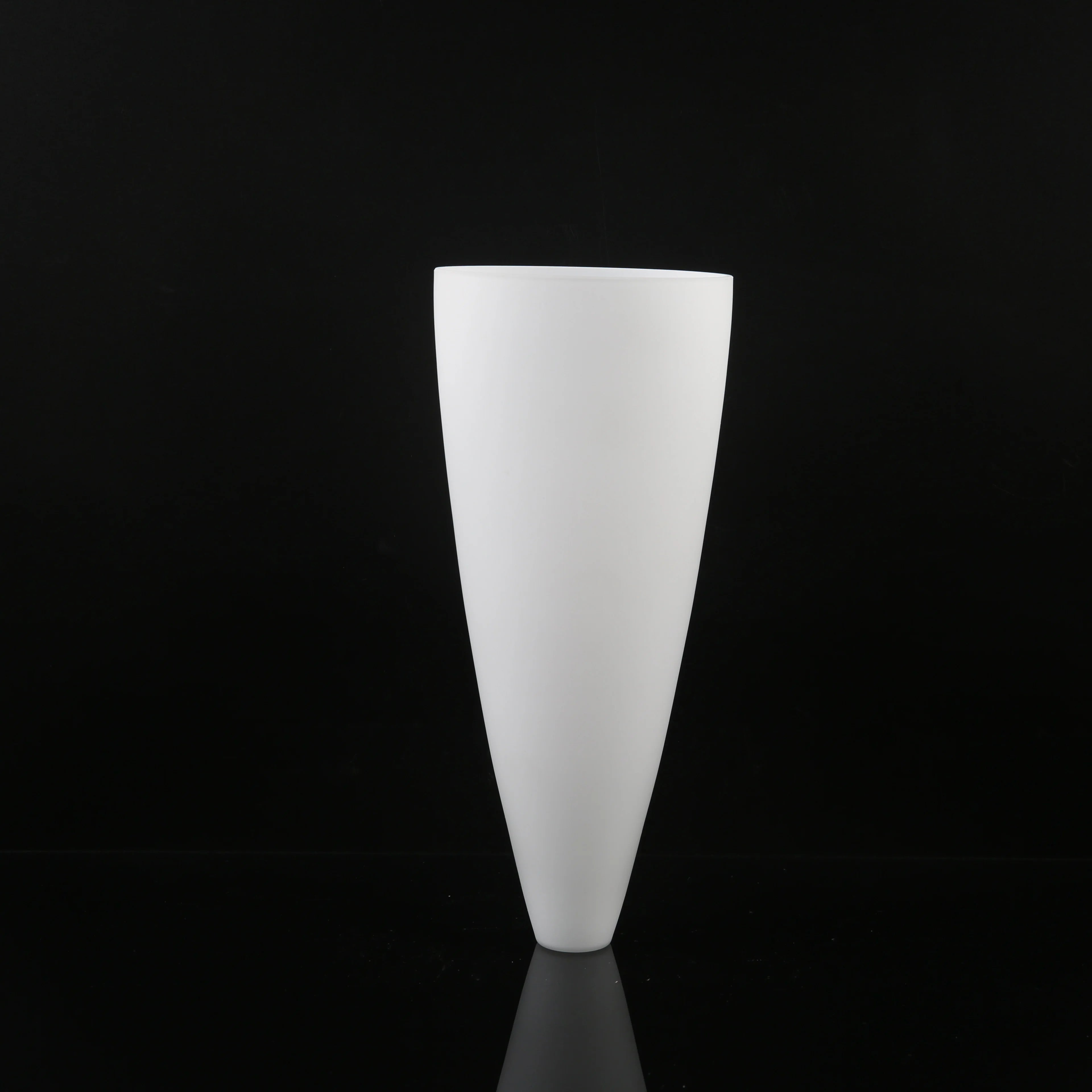 Hand Blown Soda-lime Long Cone Opal Ivory Glass Lampshade Acid Frosted Minimalist Traditional French Coastal