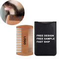 Custom Logo Beard Comb with Double-sided Teeth Made of Wood for Care