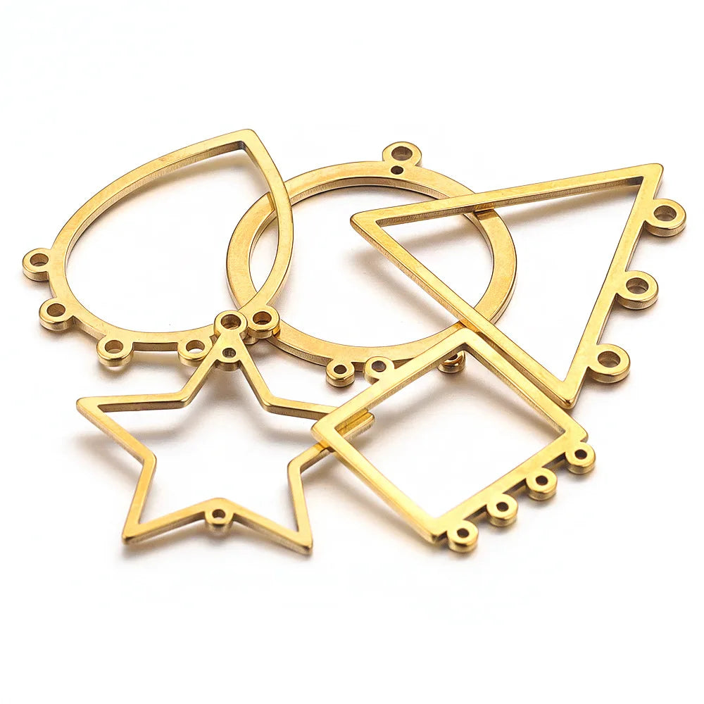 2023 Wholesale Stainless Steel Geometric Hollow Earring Connector DIY Jewelry Accessories