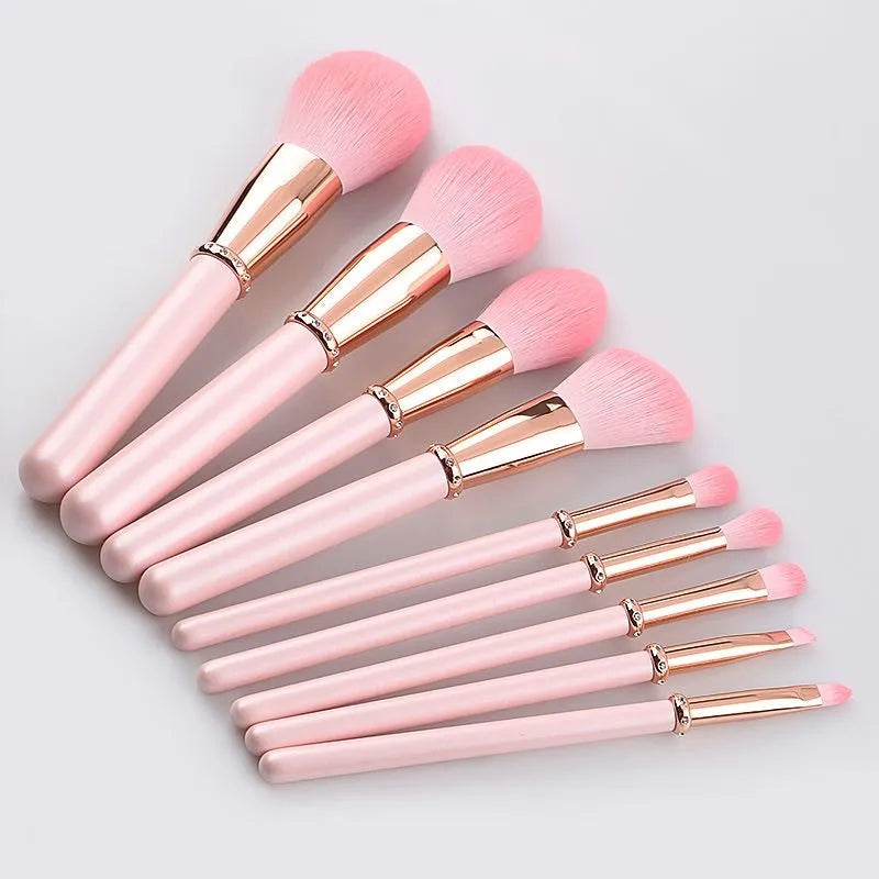 Private Label 9pcs Pink Makeup Brush Set with Diamond Ferrule