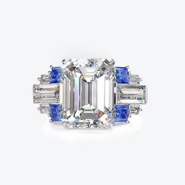 Wholesale Silver Rings 925 Silver Engagement Ring Artificial Sapphire Silver Rings for Women