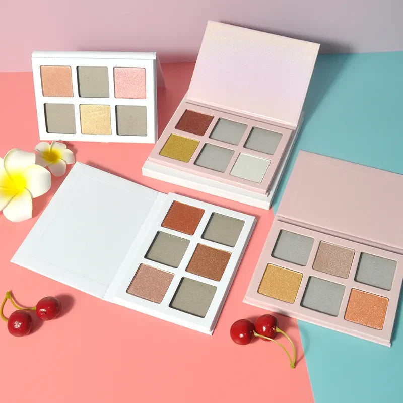 Custom Printing logo DIY 6 Pans Highlighter Palette Vegan Highlighter